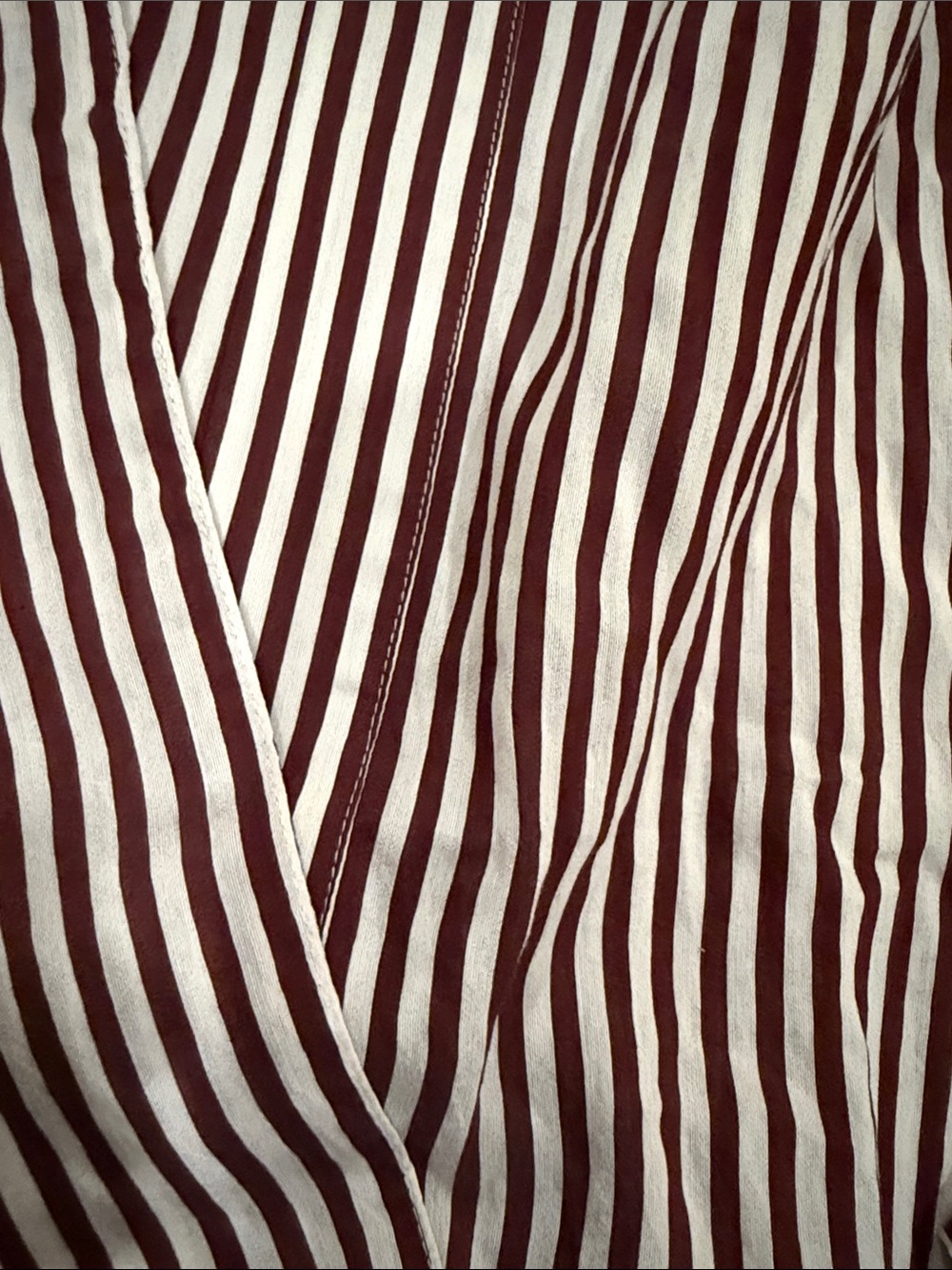 Anthropologie Maeve Maroon and White Striped V-Neck Blouse - Picture 6 of 7